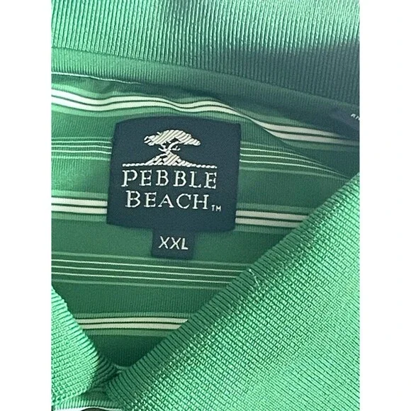 Pebble Beach Golf Shirt Men’s Green Stripe XXL Short Sleeve - Picture 3 of 5